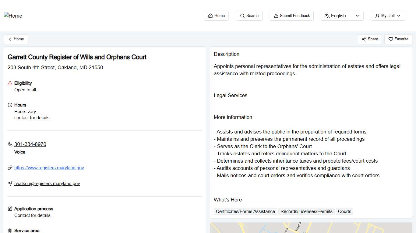 Garrett County Register of Wills and Orphans Court